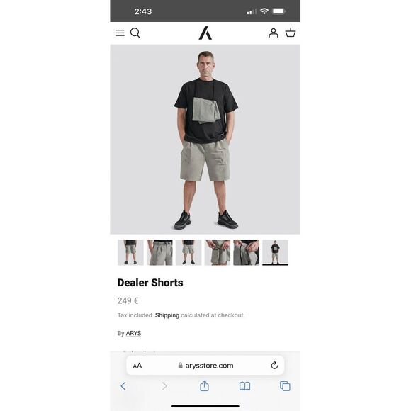 ARYS Dealer Shorts Mens Sz Medium Cargo Nylon Suede Removable Pockets Greygreen - Picture 11 of 16